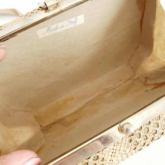 Woven Italian Pattern Crossbody Bag in Tan - Picture 9 of 12